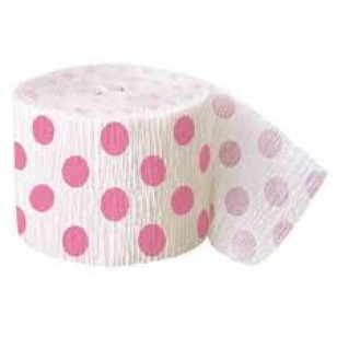 Pink Dots Crepe Birthday Party Baby Shower Streamer